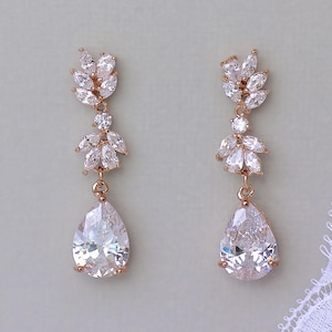 Bridal Earrings, Bridal Jewelry Rose Gold, Rose Gold Wedding Earrings, Rose Gold Earrings,  ANNIE