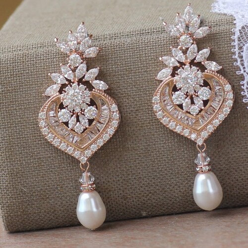 Wedding Ethnic Crystal Gold Color Chandelier Long Earrings for Women main image 1