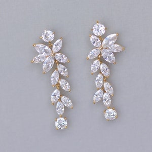 Crystal Chandelier Earrings,Gold Bridal Earrings, Gold Wedding Earrings, Gold Bridal Jewelry, MAXIME