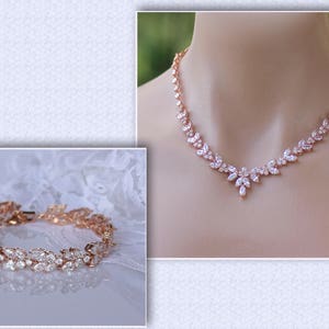 Bridal Jewelry Set Rose Gold, Bridal Necklace and Earrings Set, Wedding Jewelry Set, Bridal Jewelry Rose Gold