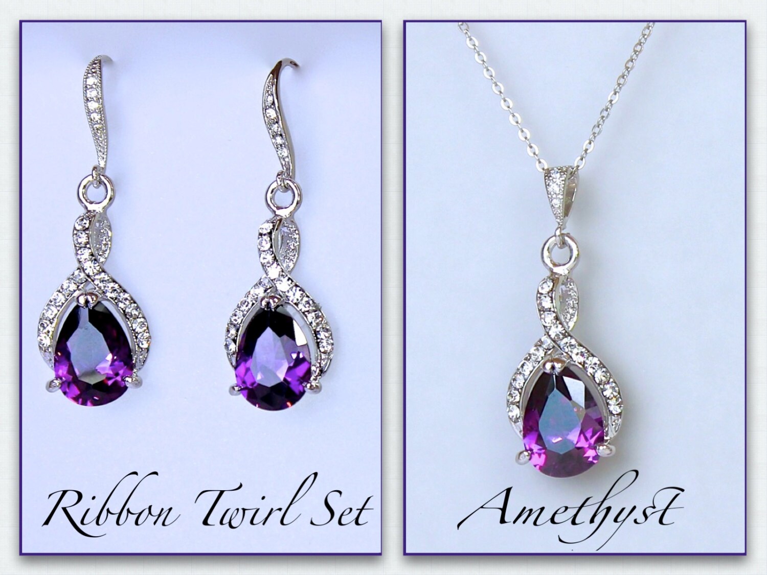 Crystal Teardrop Necklace Set