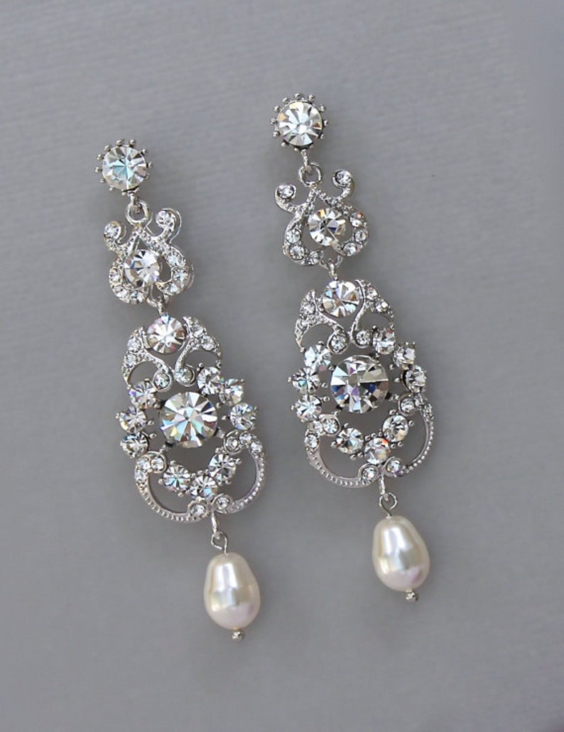 Vintage Chandelier Wedding Earrings Swarovski Crystal and - Etsy