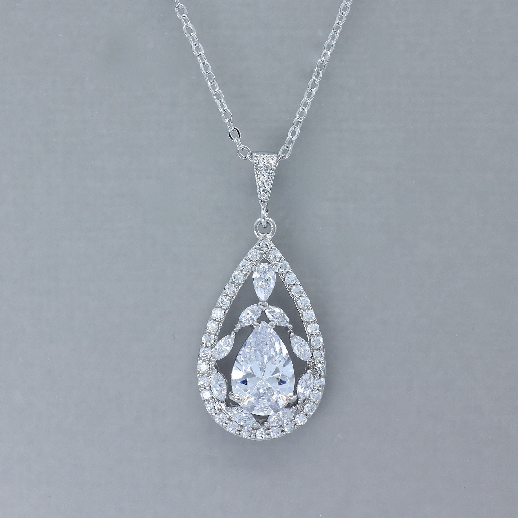 Crystal Marquise Teardrop Bridal Earrings Crystal Drop | Etsy