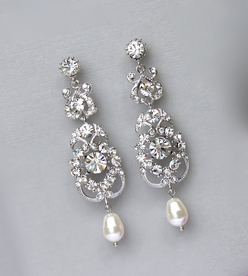 Vintage Chandelier Wedding Earrings Swarovski Crystal and - Etsy