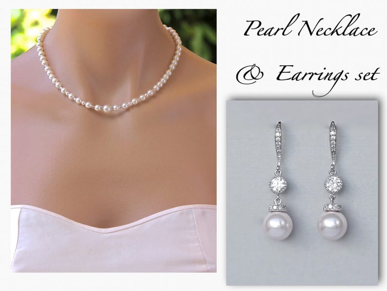 Pearl Bridal Set Ivory Pearl Necklace & Earrings Set Custom | Etsy