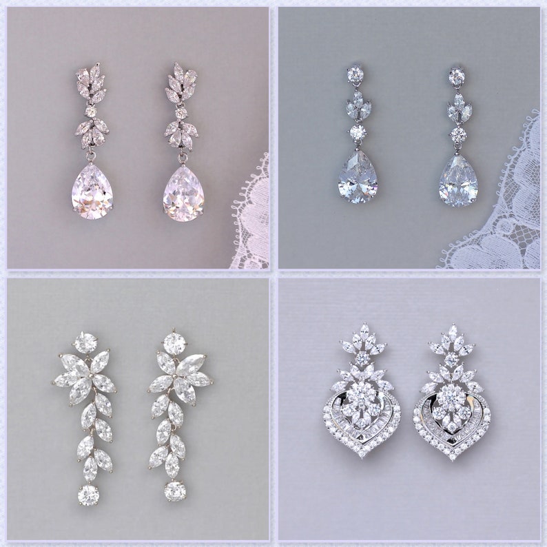 Bridal Jewelry Set White Gold Silver Wedding Jewelry Set Bridal Necklace and Earrings Set Bridal Jewelry DeniseCleo