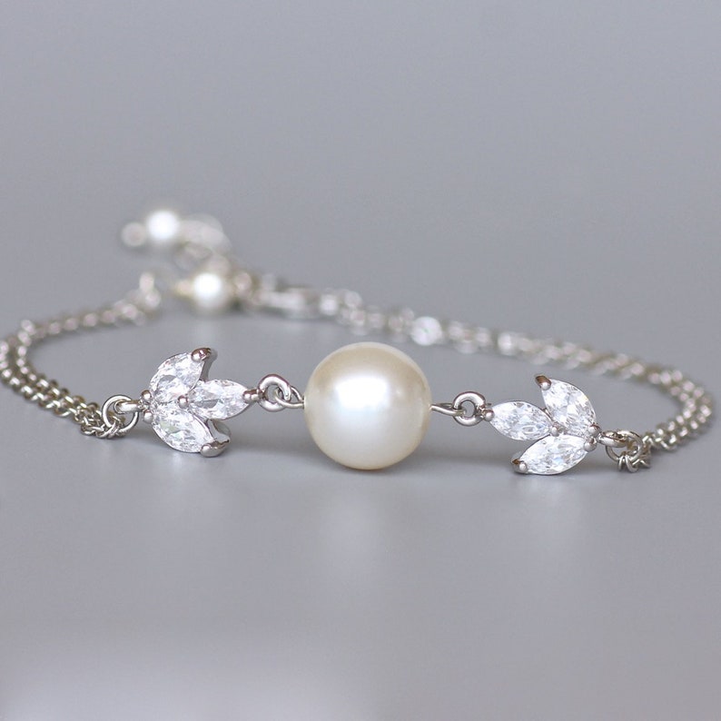 Crystal & Pearl Drop Bridal Earrings White Gold Crystal Pearl - Etsy
