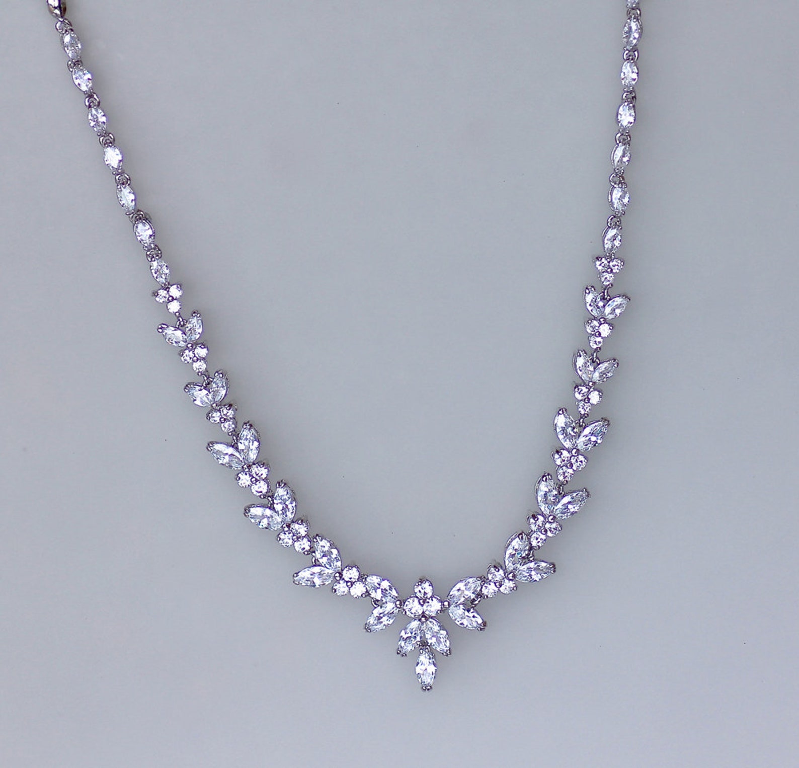 Bridal Jewelry Set White Gold Bridal Necklace and Earrings Etsy