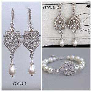 Crystal Jewelry Set, Deco Crystal Bridal Set, Bracelet & Earrings Set, Wedding Jewelry Set,  LUCY Set.