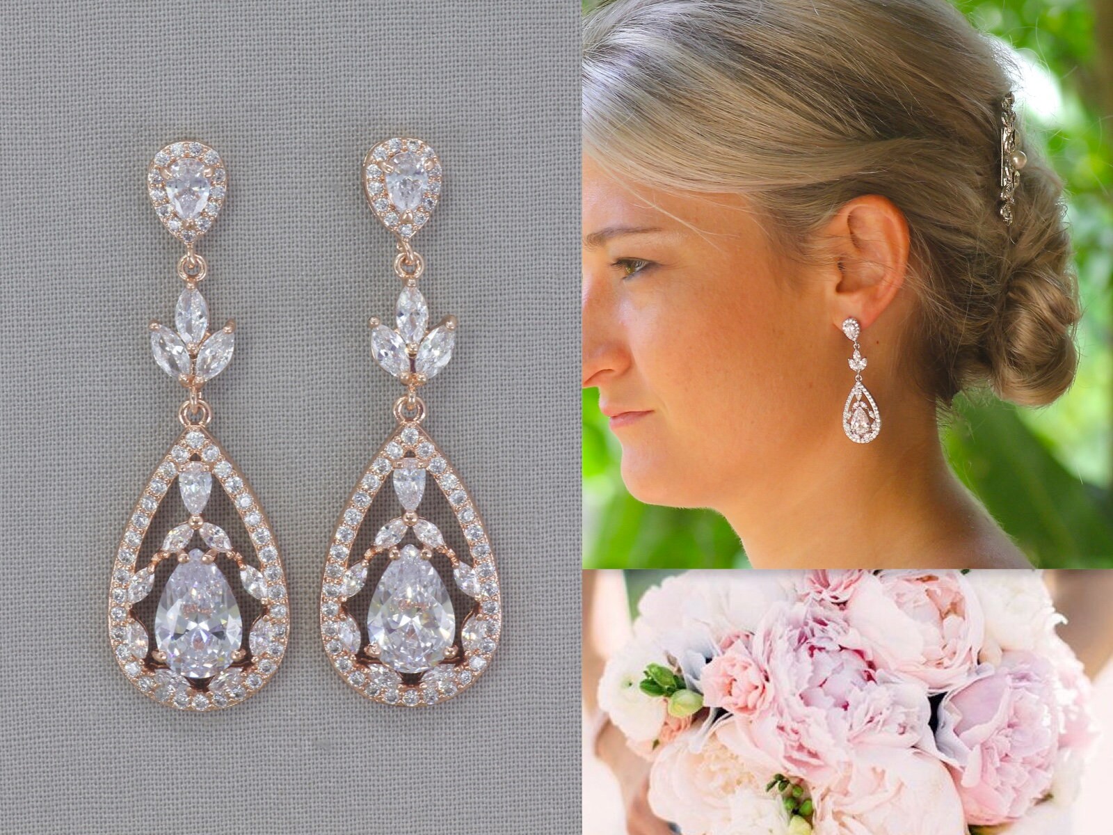 Orecchini Pendenti A Goccia Con Cristalli Marquise – Bigiotteria Elegante Per Donna, Regalo Per Sposa, Cerimonia E Festa