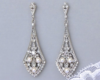 Bridal Chandelier Earrings, Art Deco Style Bridal Earrings