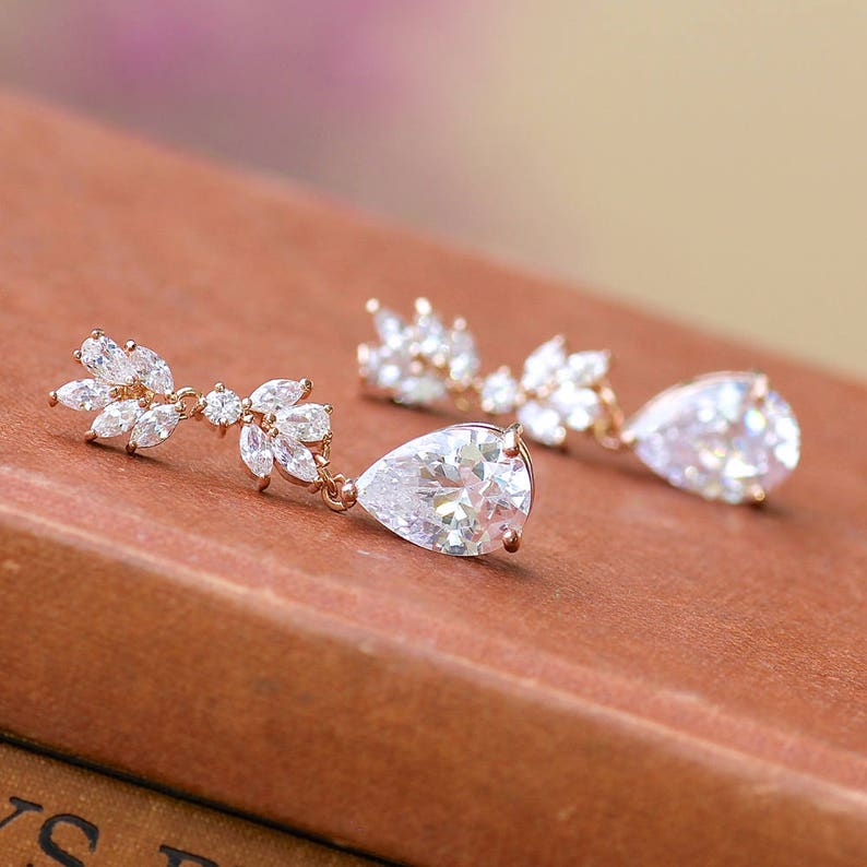 Bridal Earrings ANNIE Bridal Jewelry Rose Gold Rose Gold Wedding Earrings Rose Gold Earrings