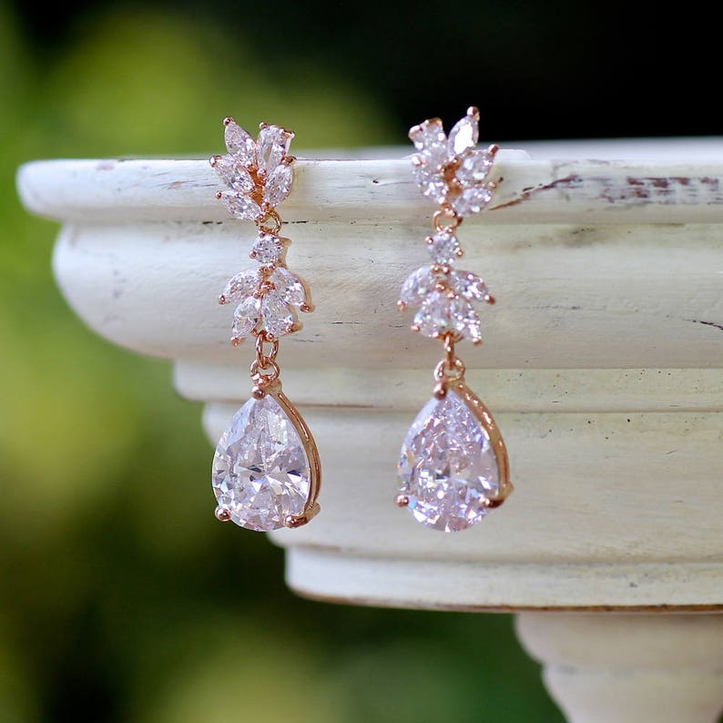 Bridal Earrings ANNIE Bridal Jewelry Rose Gold Rose Gold Wedding Earrings Rose Gold Earrings