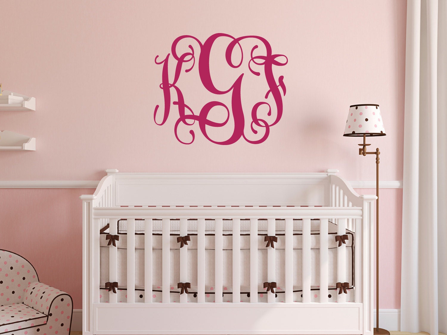 Nursery Vine Monogram Wall Decal Vine MonogramDecal Nursery Etsy