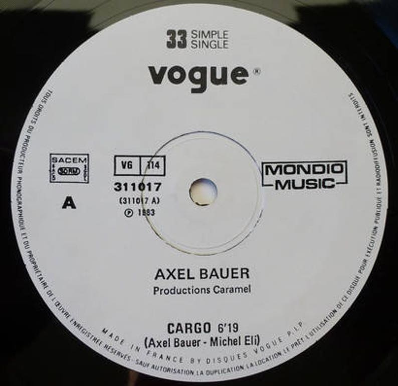 Axel Bauer Cargo Limited Edition Vinyl Record Lp France | Etsy
