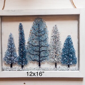 Crushed Glass and Resin Blue Trees