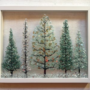 Crushed Glass and Resin Evergreen Trees