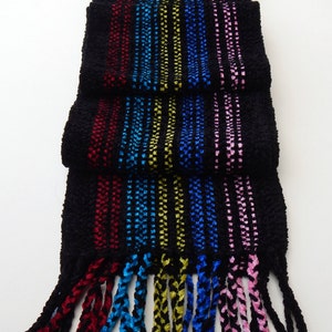 Black scarf chenille handwoven with 6 by 76 inches