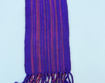 Bufanda de bambú tejida a mano en tonos morado, rosa y marrón, 14 x 183 cm (5,5 x 72 pulgadas)