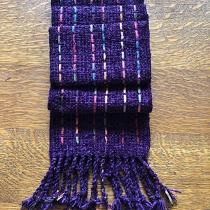 Purple scarf chenille scarf handwoven 6 by 72 inches
