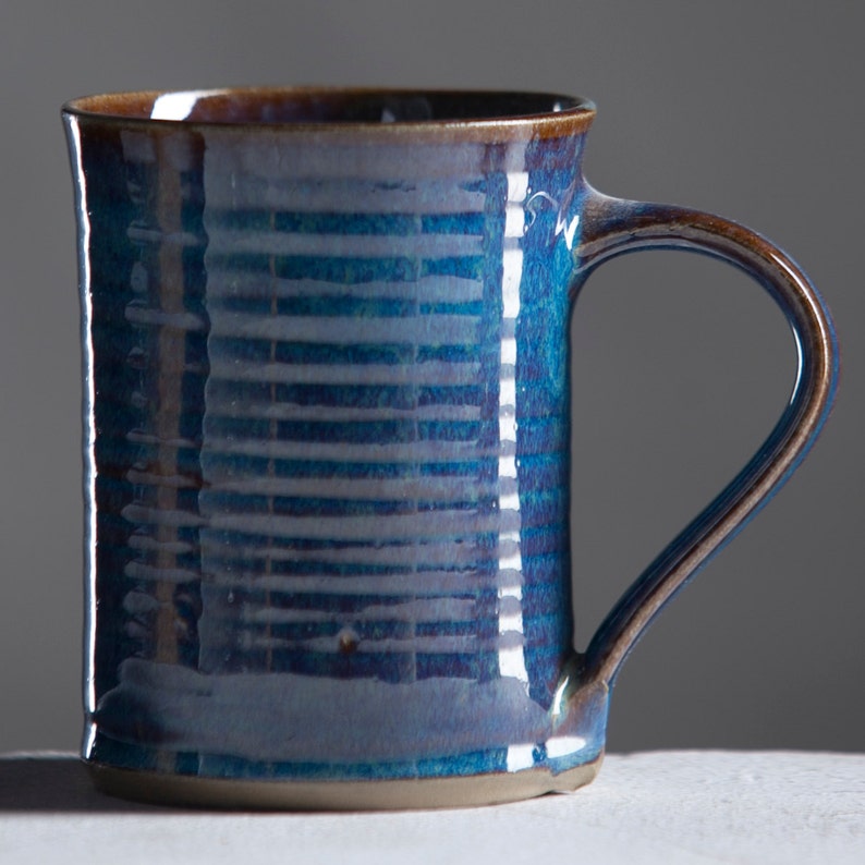 Ceramic Mug with unique Blue Glaze finish Handmade Pottery Etsy