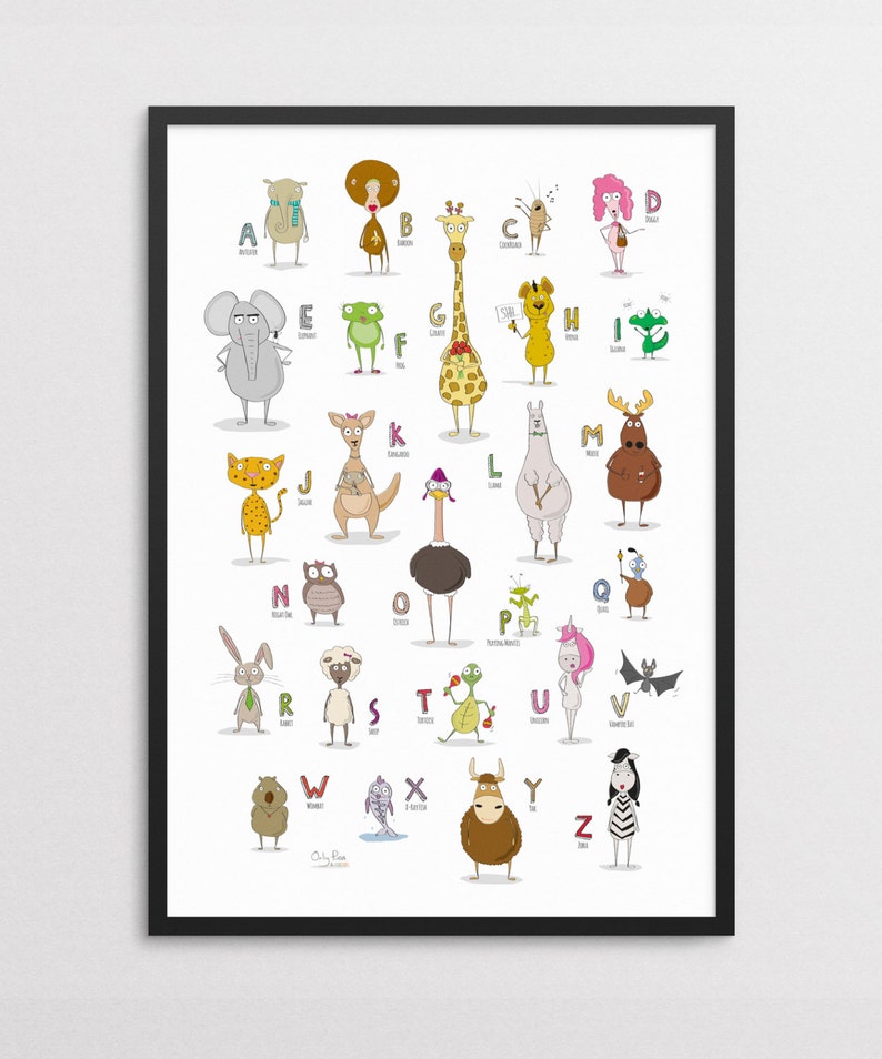 Printable Alphabet Poster Illustrated Animal Poster Wall | Etsy
