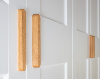 Puxadores arredondados de madeira de carvalho para gavetas, armários, portas de cozinha, ferragens para gavetas, puxadores de madeira para cômodas, puxadores de gaveta, puxadores de madeira para portas