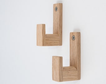 Simple oak wooden screw-in wall hook, coat hanger