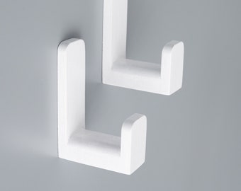 Gancho de pared autoadhesivo de haya blanca, 40 mm de longitud / gancho de pared grande / gancho para auriculares / gancho de pared de madera / gancho de armario / ganchos para colgar