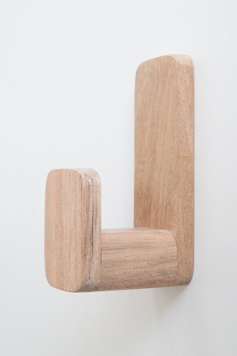 Selbstklebende Wandhaken Akazie Holz, 5er Set Skandinavische Wandhaken Minimalistische Klebehaken Bild 6