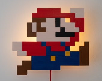 Applique murale Super Mario 8 bits | Lampe murale Nintendo Mario | Lampe de jeu des années 80