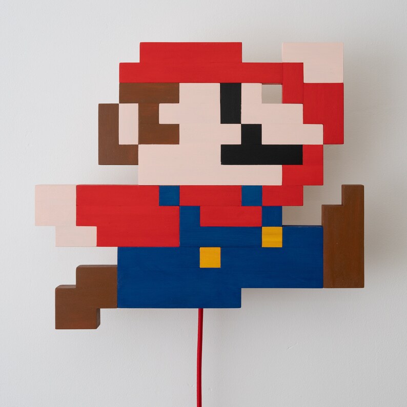 Super Mario 8 Bit Wall Lamp Nintendo Mario Wall Lamp Etsy