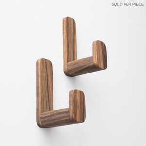 adhesive wooden hook in ovangkol hardwood, headphone holder