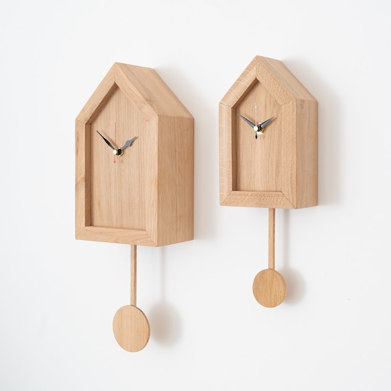 Pendulum Wall Clock Made Of Solid Oak Wood Wooden - Modern Oak Pendulum Wall Clock Pendulum Wall Clock Made Of Solid Oak Wood Wooden - Modern Oak Pendulum Wall Clock