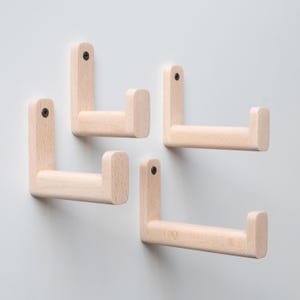 Strong wall hook made of beech wood, extra long and oversized, large clothes hook, japandi hook, clothing hanger, headset holder