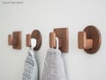 Self-adhesive round or square walnut wall hook, Danish oil finished, towel holder, accessory hanger product logo