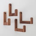 Long walnut wall hooks oil finished dark wooden clothing hanger screw-in wall hook wardrobe holders wood coat hook product logo