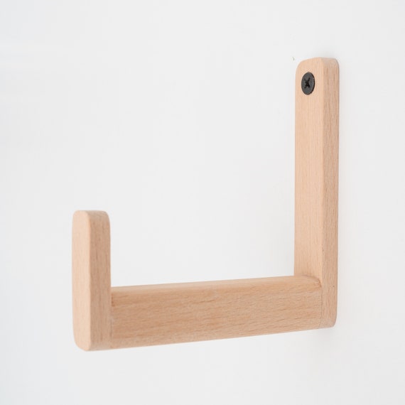 Extra Long Beech Wooden Screw-in Wall Hook, Large Coat Hanger