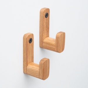 rounded minimalist simple oak wooden screw-in wall hook, coat hanger