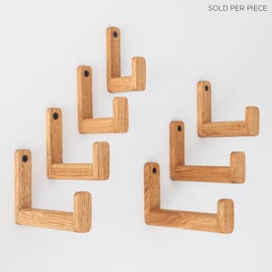 Extra long rounded oak wooden wall hook with oil finish in 4 lengths, standard and oversized, scandinavian clothes hook, wooden plant holder