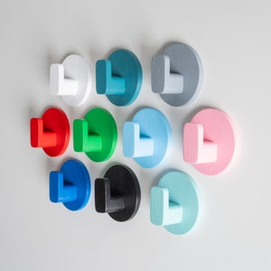 Self-adhesive colored round beech wall hooks, accessory hook, jewelry holder