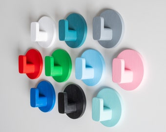 Self-adhesive colored round beech wall hooks, accessory hook, jewelry holder