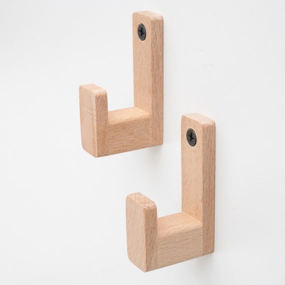 Simple Beech Wooden Screw-in Straight Wall Hook, Coat Hanger