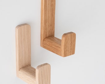 Self adhesive Oak Wooden Wall Hook 40 or 50mm Length Danish Oil Finish Accessory Hanger Headphone Holder Etsy