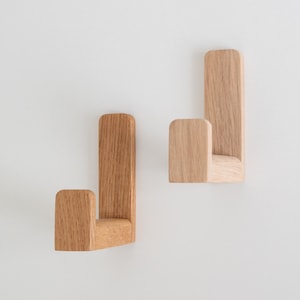 Zelfklevende eikenhouten wandhaak, 40 of 50 mm lang, Deense olieafwerking, accessoirehanger, koptelefoonhouder