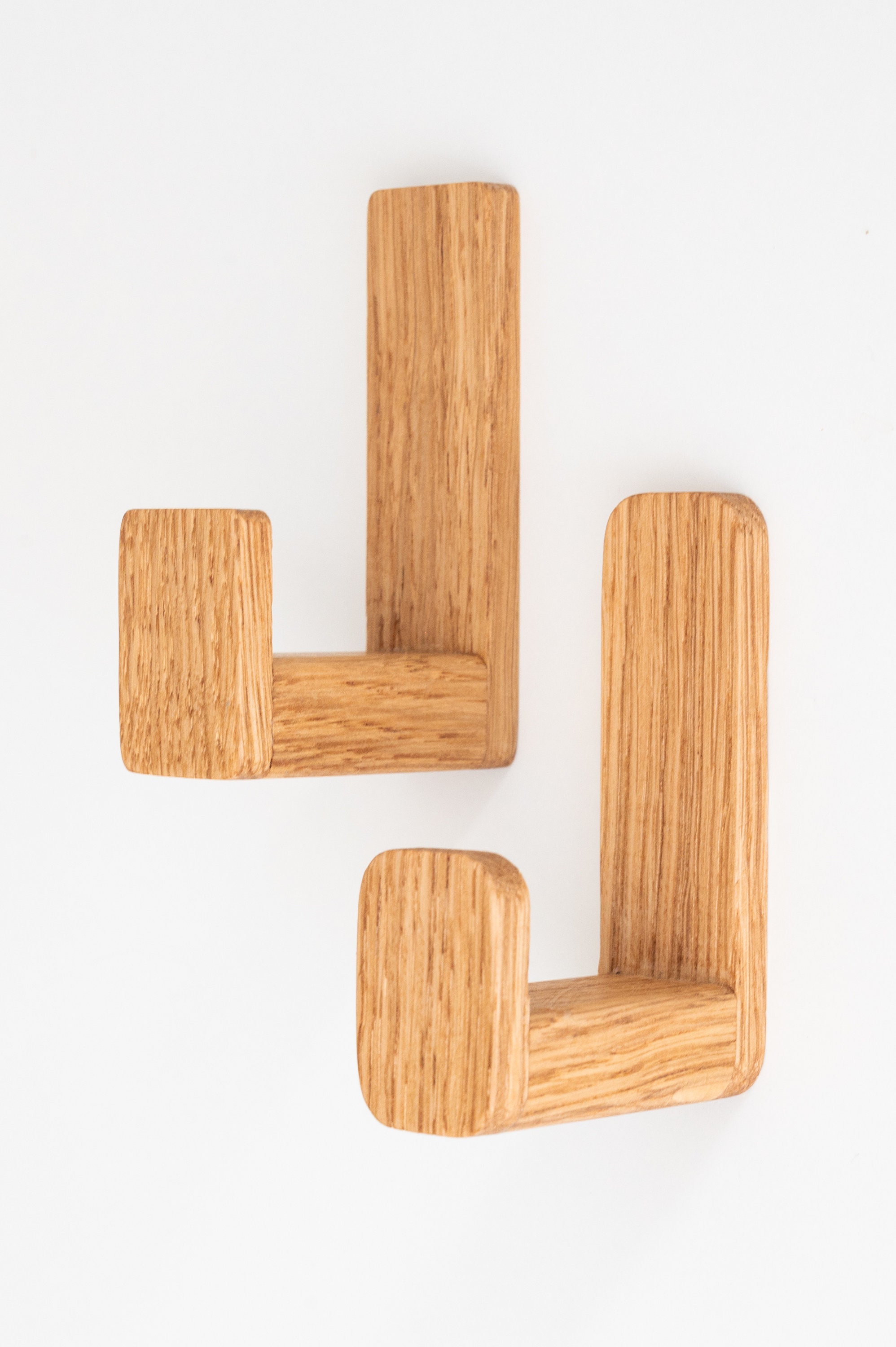 Self-adhesive Oak Wooden Wall Hook in 4 Different Styles, Danish