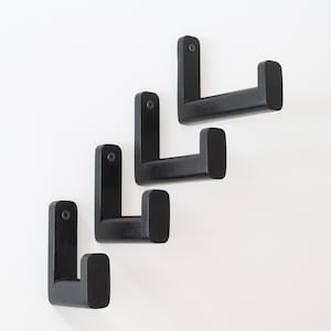 Extra long beech wooden black wall hook (oversized model),  large wall hook, headphone headset holder