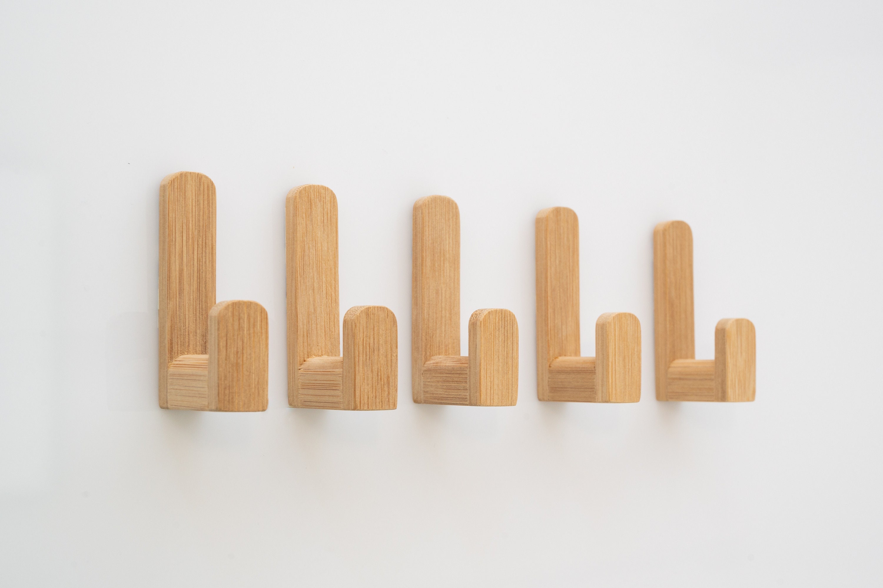 Set of 5 Selfadhesive bamboo wall hooks simple wall hooks Etsy