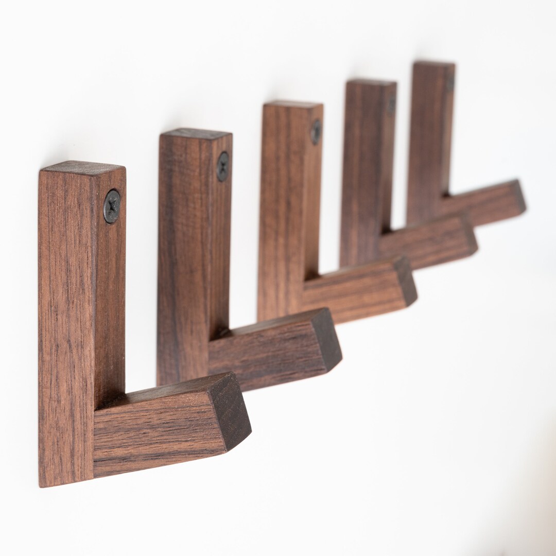 Walnut Slanting Wall Hook Simple Wall Hook Coat Hook Etsy