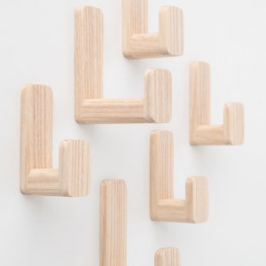 Self-adhesive ash wooden wall hooks, 2kg carrying capacity | various lengths & sets | Scandinavian wall hooks | Minimalist decor wall hook